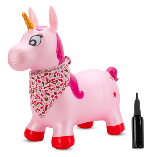 Skoczek dla dzieci do skakania z pompką JEDNOROŻEC 60 cm | Różowy perłowy